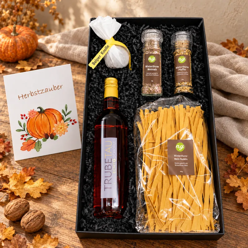 Geschenkset Herbstzauber in der schwarzen NaturGuet Geschenkbox mit Karte